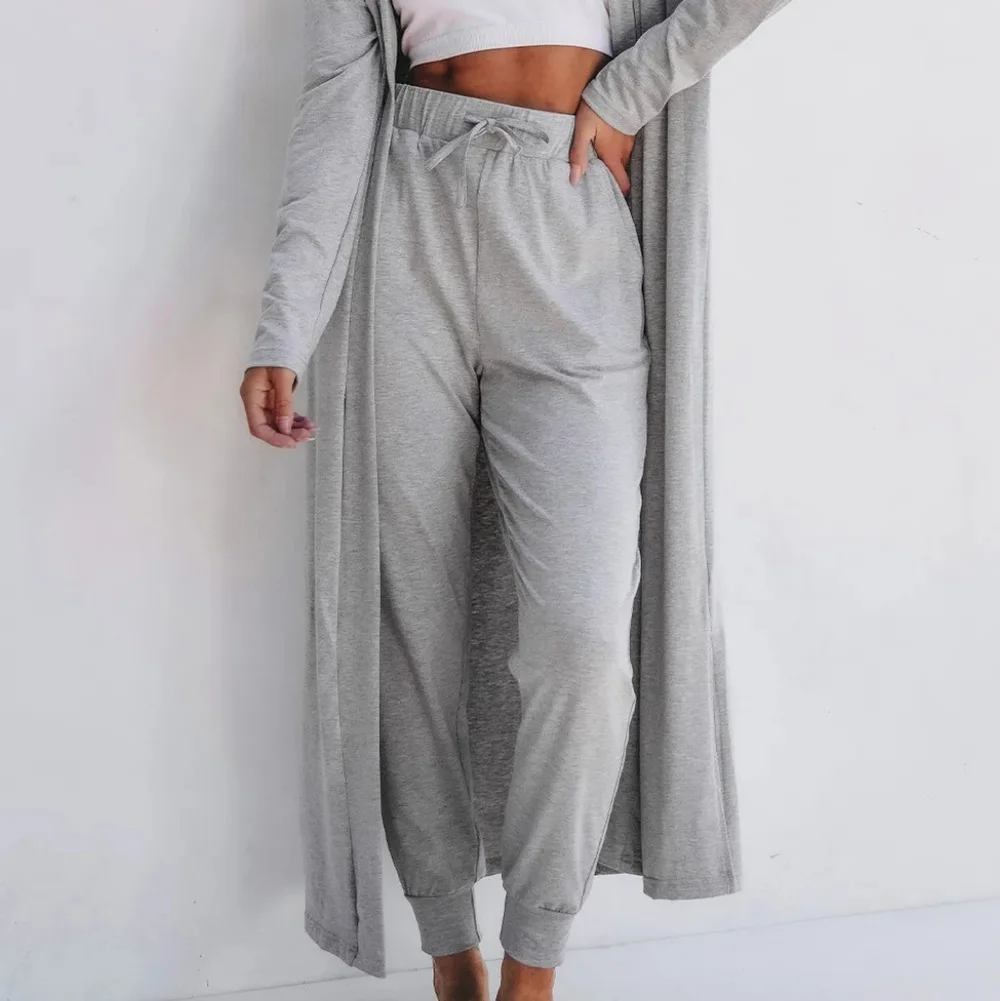 Weekend Wind-Down Cardigan & Pants Set - Gray